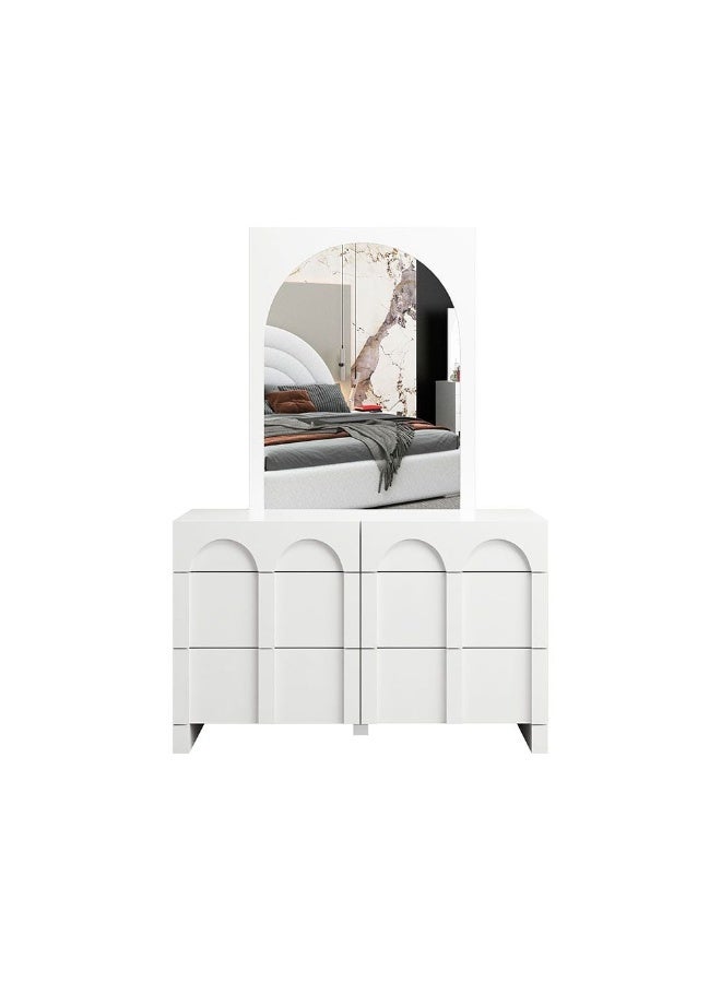 DANUBE HOME Calm 6 Drawer Dresser With Mirror Durable Vanity Table Dressing Makeup Desk With Storage Modern Design Bedroom Furniture L120xW42.3xH175cm-White  - Image 5
