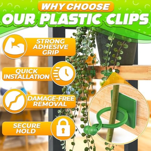 DIMROM Plant Wall Clips for Climbing Plants 110 Pcs - Pothos Plant Climber Support - Large, Medium, and Small Sizes Wall Clips for Support, Strong Adhesion - For Indoor Plants or Cable Management - Image 4