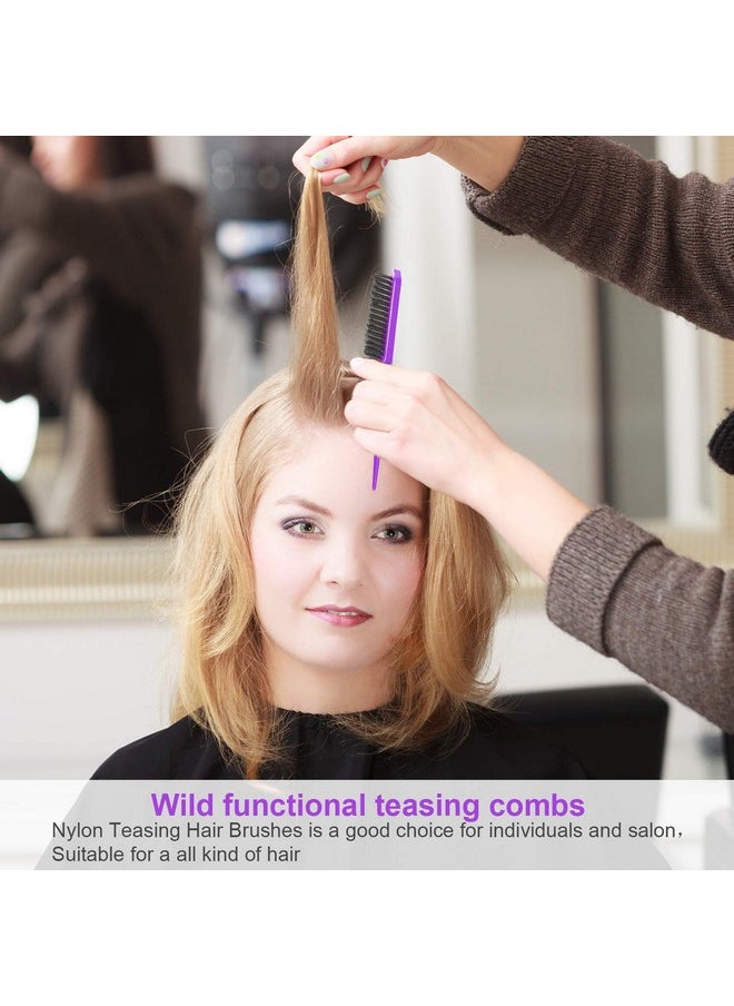 Yaomiao 6 Pcs Teasing Brush For Fine Hair Nylon Rat Tail Brush Three Row Salon Teasing Brush Set For Women Back Combing Root Teasing To Add Volume And Hair Care Scalp Massage For Hair Growth  - Image 5