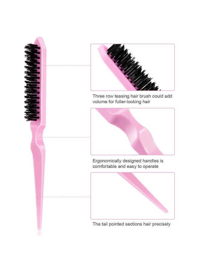 Yaomiao 6 Pcs Teasing Brush For Fine Hair Nylon Rat Tail Brush Three Row Salon Teasing Brush Set For Women Back Combing Root Teasing To Add Volume And Hair Care Scalp Massage For Hair Growth  - Image 3