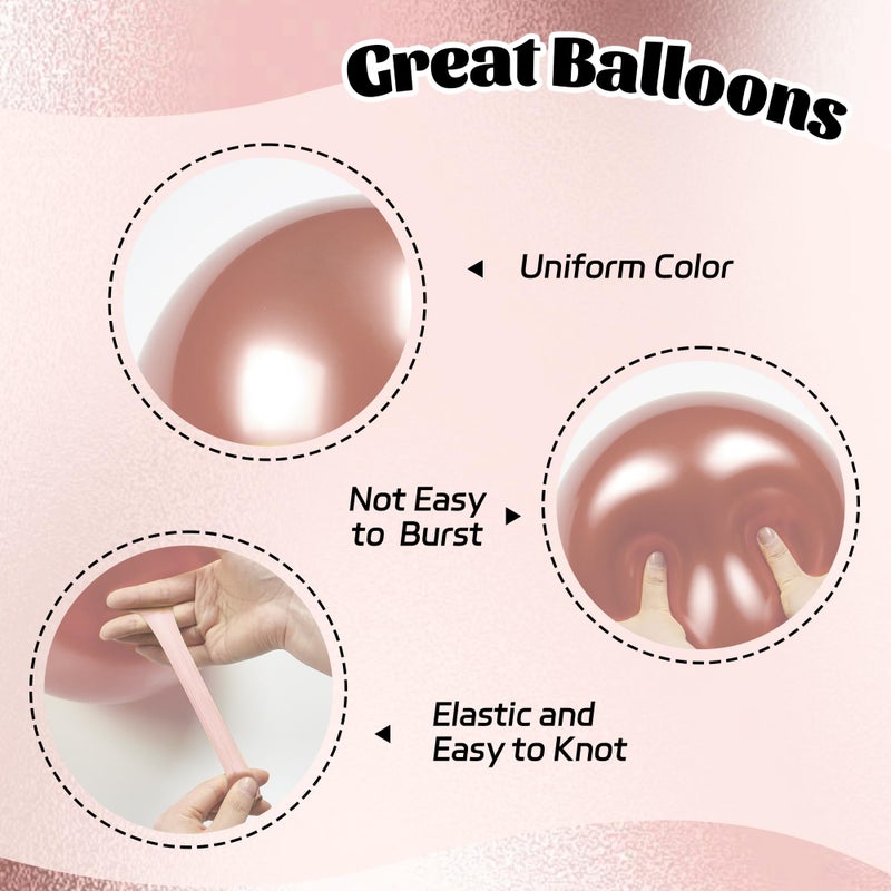 awenztech 60pcs Rose Gold and Black Balloons 12inch with Rose Gold Confetti Balloons for Wedding Graduation Baby Shower Birthday Party Decoration - Image 3