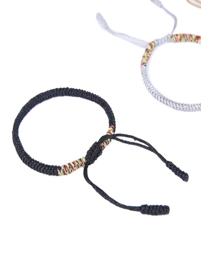 HUNO COLORFUL BLING Handmade Weave Tibetan Buddhist Woven Knots Bracelets Mens Womens Lucky Red String Bracelets for Protection Jewelry (Yellow Black) - Image 5
