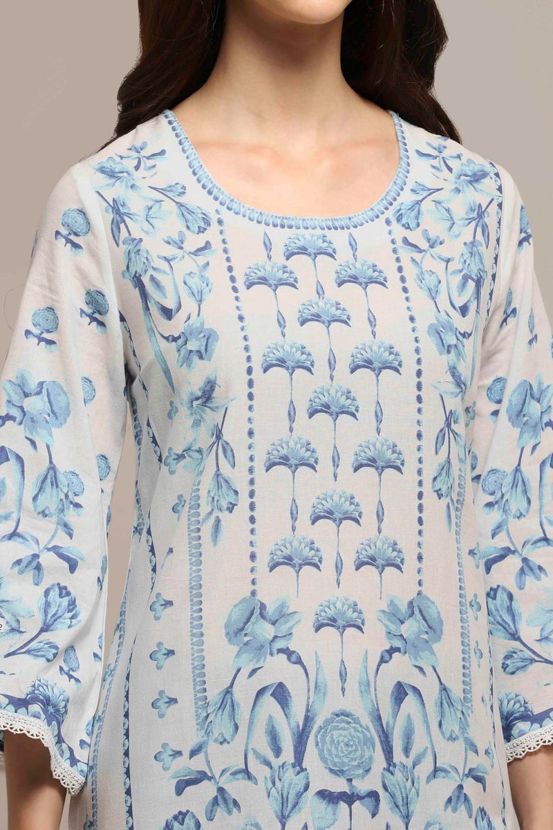BIBA Women Printed Straight Kurta Mix and Match(Summer Staples COLLECTION20261_White_32) - Image 5