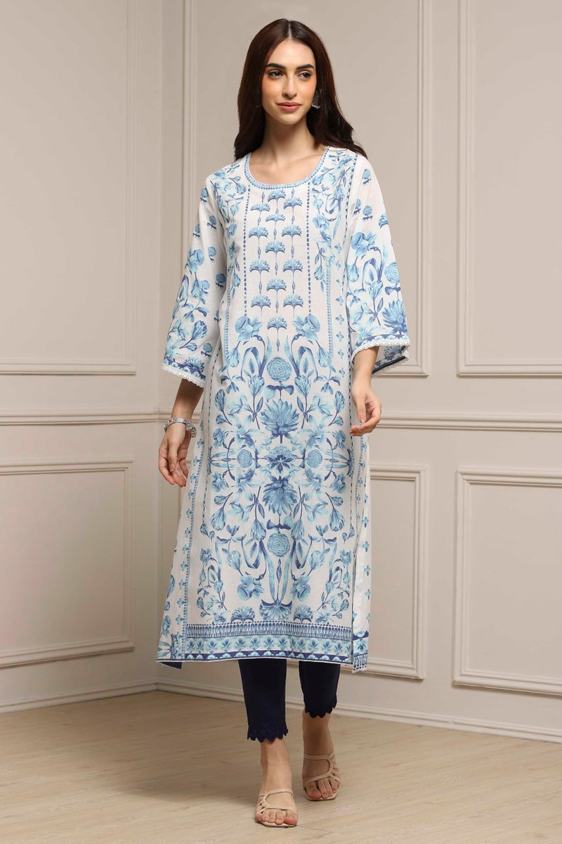 BIBA Women Printed Straight Kurta Mix and Match(Summer Staples COLLECTION20261_White_32) - Image 3