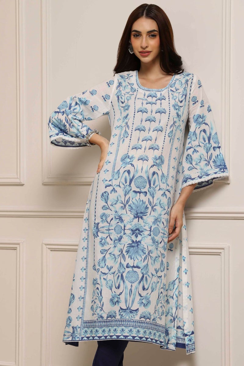 BIBA Women Printed Straight Kurta Mix and Match(Summer Staples COLLECTION20261_White_32) - Image 4
