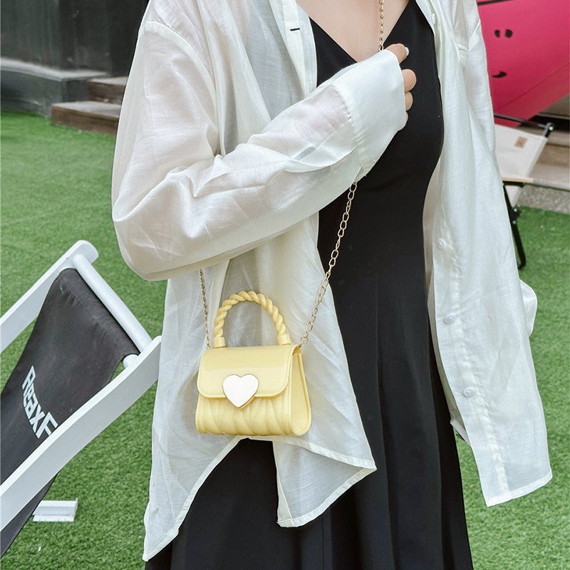 Mini Chain Crossbody Bag with Heart PVC Jelly - Image 3