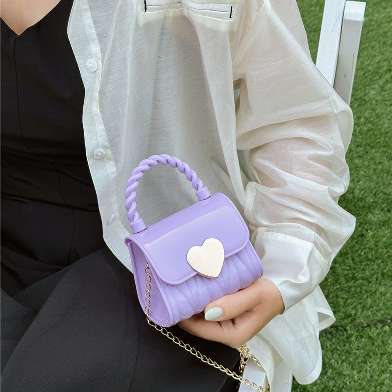 Mini Chain Crossbody Bag with Heart PVC Jelly - Image 4