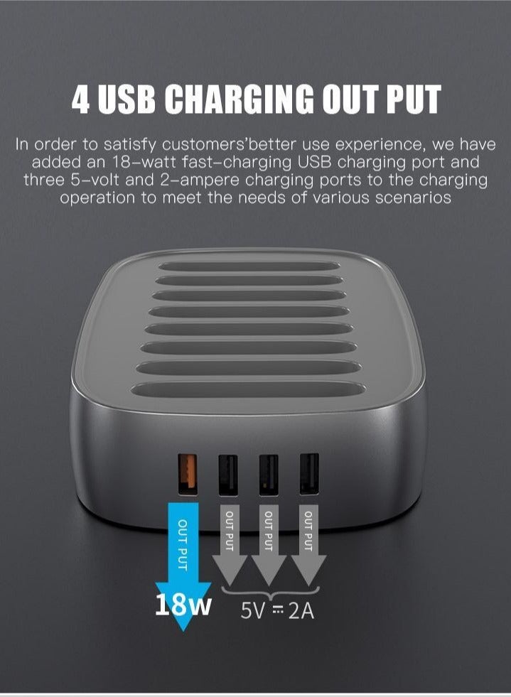 WST Powerbanks Charger Station 8in1 Portable Battery Pack Built In Cable Compatible with Lightning USB-C Micro USB Fast Charging Compact Slim 10000mah Compatible with iPhone Samsung iPad (White) - Image 4