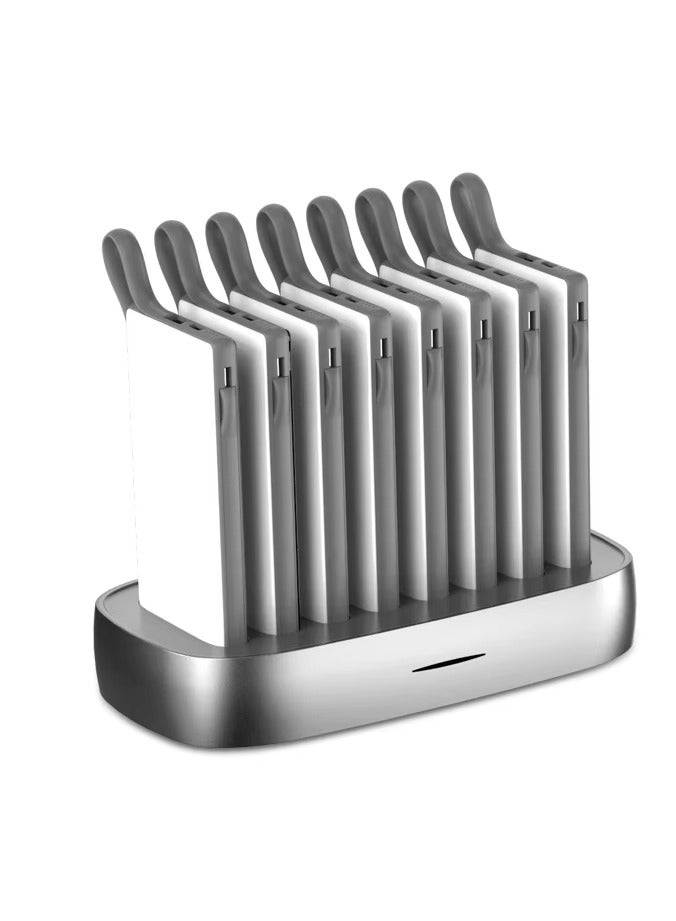 WST Powerbanks Charger Station 8in1 Portable Battery Pack Built In Cable Compatible with Lightning USB-C Micro USB Fast Charging Compact Slim 10000mah Compatible with iPhone Samsung iPad (White) - Image 1
