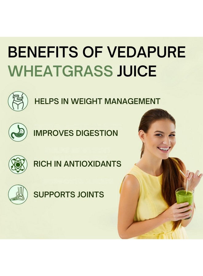 VEDAPURE عصير القمح الطبيعي VEDAPURE لتعزيز المناعة، البشرة، عصير الأيورفيدا للتخلص من السموم، عالي الكلوروفيل، بدون سكر مضاف ونكهات 1000 مل (عبوة من 2) - Image 4