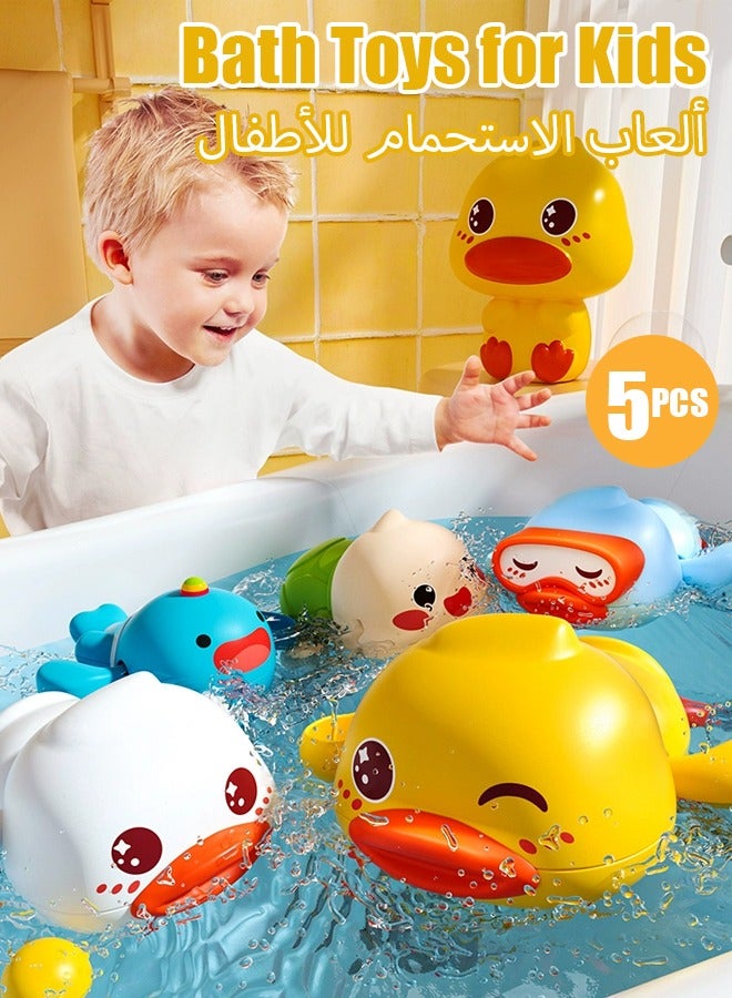 5Pcs Bath Toys, Bath Swimming Wind Up Toys, Floating Water Bath Toy Set, Cute Animal Swimming Toy Set, Clockwork Bathtub Swimming Pool Toys, Water Pool Toys for Baby, Safety Toddler Bath Playset, Animal Bathtub Toys, Mold Free Bath Toys, Shower Toy, Float on Water, Easy-Grip, Anti-bacterial, Fun Bathtime, Birthday Gifts for Girls Boys  - Image 1