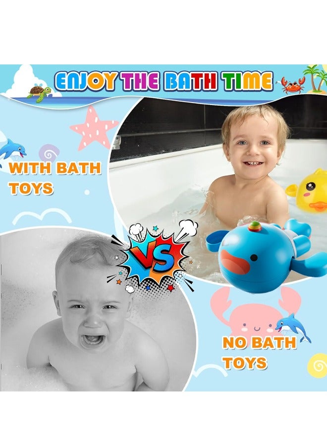 5Pcs Bath Toys, Bath Swimming Wind Up Toys, Floating Water Bath Toy Set, Cute Animal Swimming Toy Set, Clockwork Bathtub Swimming Pool Toys, Water Pool Toys for Baby, Safety Toddler Bath Playset, Animal Bathtub Toys, Mold Free Bath Toys, Shower Toy, Float on Water, Easy-Grip, Anti-bacterial, Fun Bathtime, Birthday Gifts for Girls Boys  - Image 4