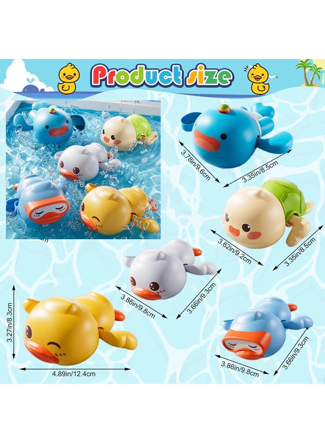 5Pcs Bath Toys, Bath Swimming Wind Up Toys, Floating Water Bath Toy Set, Cute Animal Swimming Toy Set, Clockwork Bathtub Swimming Pool Toys, Water Pool Toys for Baby, Safety Toddler Bath Playset, Animal Bathtub Toys, Mold Free Bath Toys, Shower Toy, Float on Water, Easy-Grip, Anti-bacterial, Fun Bathtime, Birthday Gifts for Girls Boys  - Image 2