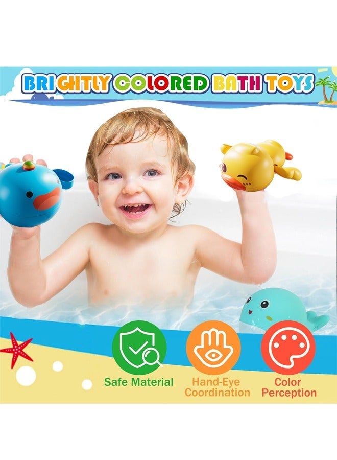 ألعاب استحمام من 5 قطع، ألعاب سباحة تعمل باللف، مجموعة ألعاب استحمام مائية عائمة، مجموعة ألعاب سباحة حيوانات لطيفة، ألعاب حمام سباحة على شكل ساعة، ألعاب حمام سباحة للأطفال، مجموعة ألعاب حمام آمنة للأطفال الصغار، ألعاب حمام حيوانات، ألعاب استحمام خالية من العفن، لعبة دش، تطفو على الماء، سهلة الإمساك، مضادة للبكتيريا، وقت استحمام ممتع، هدايا عيد ميلاد للبنات والأولاد. - Image 5