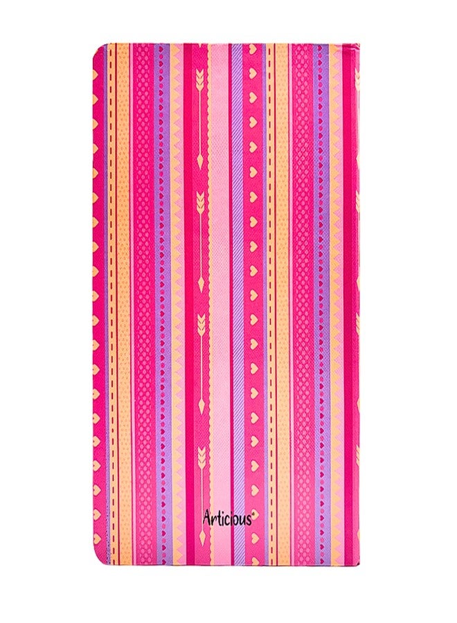 دفتر ملاحظات فاخر بغلاف مقوى وفاصل صفحات، مذكرات شخصية | دفتر مطبوع بنمط وردي، مقاس A5 (22 × 15 سم، 80 غرام/متر مربع، 192 صفحة مسطرة) - لون وردي مُلهم - Image 5