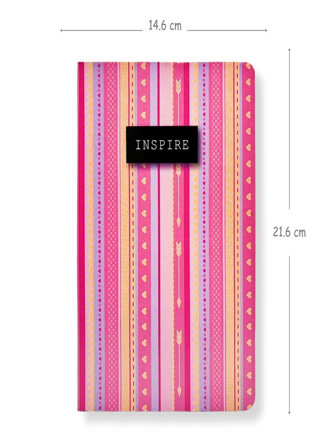 دفتر ملاحظات فاخر بغلاف مقوى وفاصل صفحات، مذكرات شخصية | دفتر مطبوع بنمط وردي، مقاس A5 (22 × 15 سم، 80 غرام/متر مربع، 192 صفحة مسطرة) - لون وردي مُلهم - Image 3