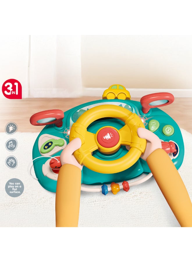 COGNIKIDS لعبة عجلة القيادة 3 في 1 للأطفال مع كوب شفط وأحزمة | لعبة قيادة للأطفال للكرسي العالي، الجدار، عربة الأطفال، والمهد | لعبة نشاط حسية للسفر ولعب وقت الوجبة - Image 3