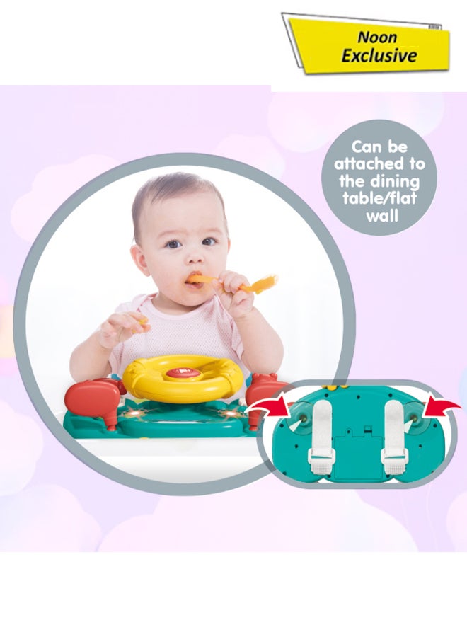 COGNIKIDS لعبة عجلة القيادة 3 في 1 للأطفال مع كوب شفط وأحزمة | لعبة قيادة للأطفال للكرسي العالي، الجدار، عربة الأطفال، والمهد | لعبة نشاط حسية للسفر ولعب وقت الوجبة - Image 1