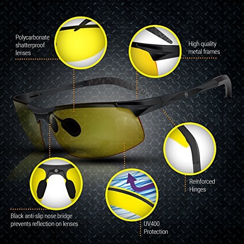 BLUPOND Night Vision Glasses for Driving For Men Women - Yellow Tint Anti Glare Glasses for Nighttime - Knight Visor - Image 3