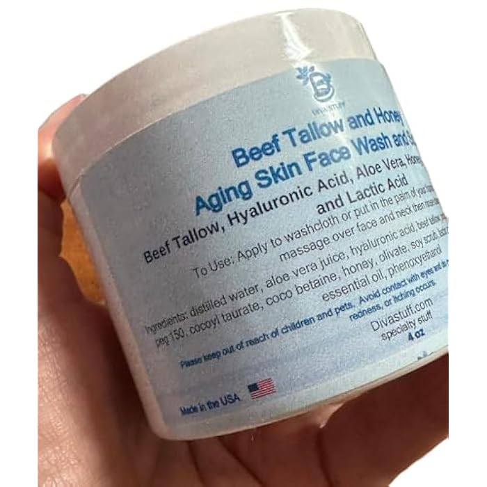 Diva Stuff Beef Tallow and Honey Aging Face Wash and Scrub - Image 2