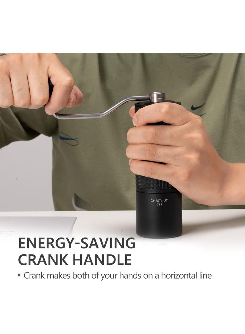 TIMEMORE Chestnut C2S Manual Coffee Grinder Capacity 25g with CNC Stainless Steel Conical Burr, Internal Adjustable Setting, Double Bearing Positioning, Hand Grinder Gift - Image 4