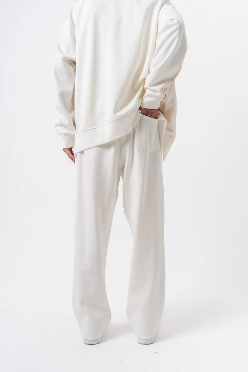 RESPIRE Men’s Respire Striped Winter Doubleface Baggy Sweatpants Ecru