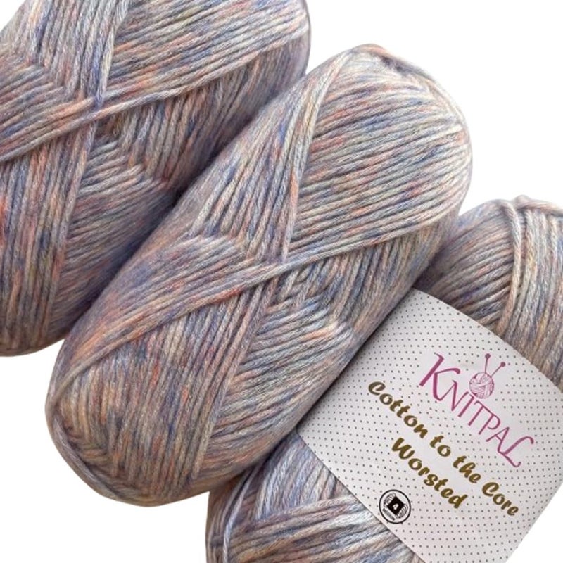 KnitPal Cotton to The Core Worsted Weight Yarn for Crocheting, 3-Pack (654Yds / 300G), Free Patterns, Beginners Friendly - Soft Cotton Yarn for Knitting - #4 Medium Worsted Weight - Steel Blue - Image 1