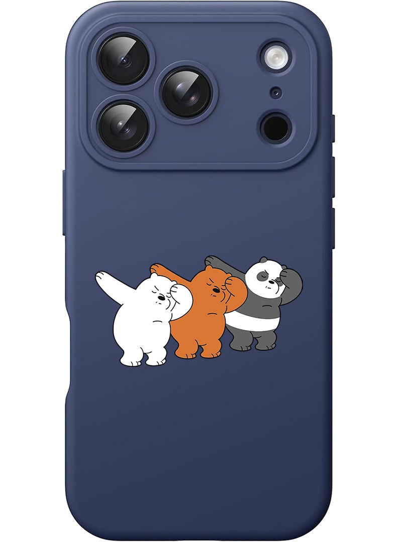 Theodor Protective Slim Fit Case Liquid Silicone Cover with Full Body Protection Anti-Scratch Shockproof Case For Apple iPhone 17 Pro Max (Blue) Bears dance - Image 1