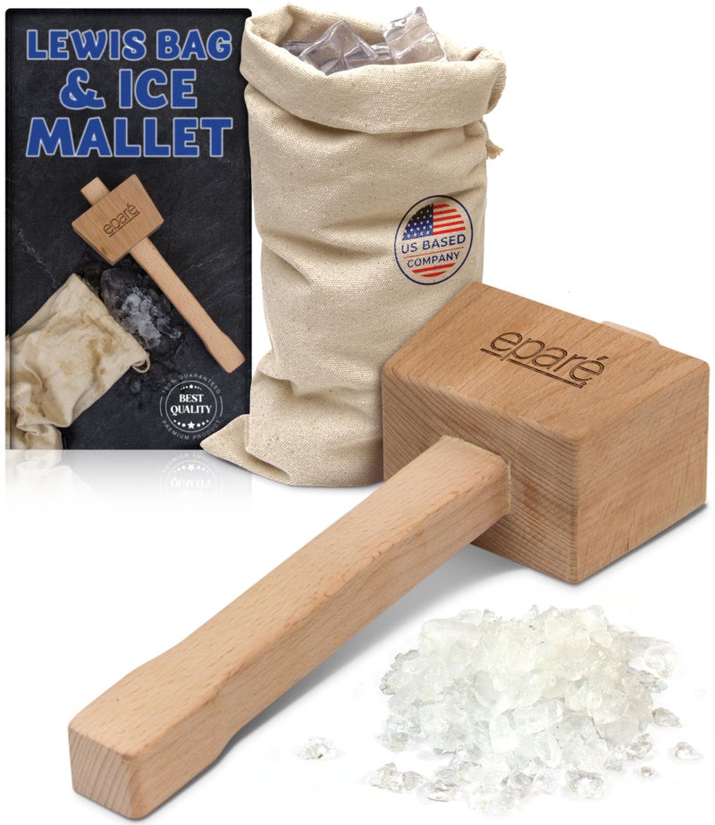 EparÃ© Epar Lewis Bag  Ice Mallet  Manual Ice Crusher Wooden Hammer  Canvas Crushing Bag  Crushed Ice Bar Cocktails  Bartender  Kitchen Tools Kit 
