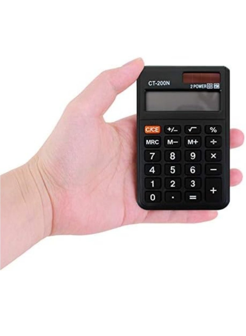 Renzdo 8 Digit Display Standard Function Calculator Mini Portable Hand-held Pocket Calculator Solar Button Black - Image 1