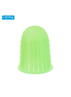 PATIKIL 0.59 Inch Rubber Finger Tips, 10 Pack Silicone Thumb Fingertip Protector Covers Guard Pads Thimble for Office Counting Sorting Sewing, Green Small Size  - Image 3