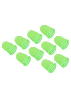 PATIKIL 0.59 Inch Rubber Finger Tips, 10 Pack Silicone Thumb Fingertip Protector Covers Guard Pads Thimble for Office Counting Sorting Sewing, Green Small Size  - Image 1
