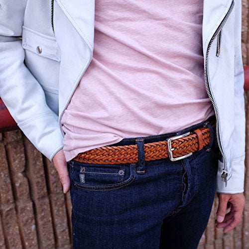 Falari Men's Braided Belt Light Brown 38-40 9007-LBN-L - Image 4