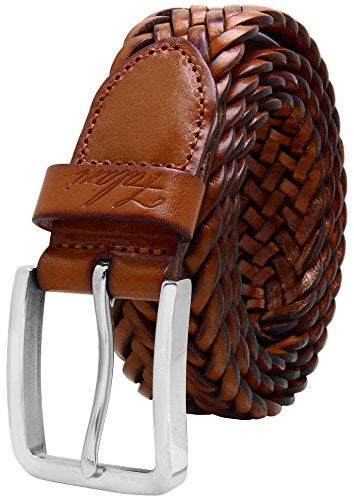 Falari Men's Braided Belt Light Brown 38-40 9007-LBN-L - Image 1