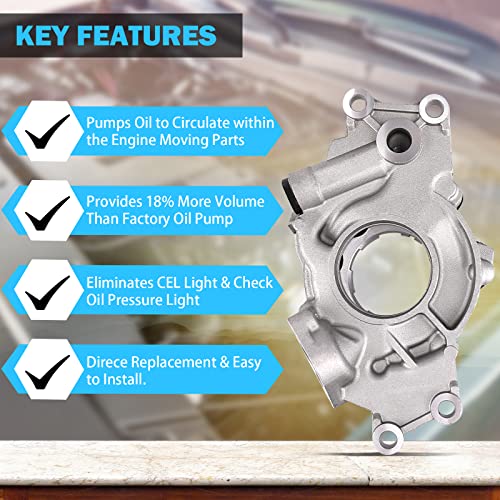 MNJWS High Volume Oil Pump Replacement - Compatible with 4.8L 5.3L 6.0L Silverado, Suburban, Tahoe, Trailblazer, GMC Sierra, Yukon, Cadillac Escalade - Replace M295HV - Image 4