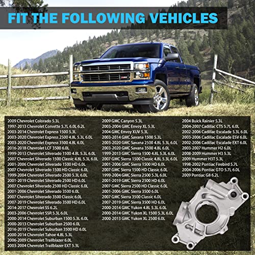 MNJWS High Volume Oil Pump Replacement - Compatible with 4.8L 5.3L 6.0L Silverado, Suburban, Tahoe, Trailblazer, GMC Sierra, Yukon, Cadillac Escalade - Replace M295HV - Image 2