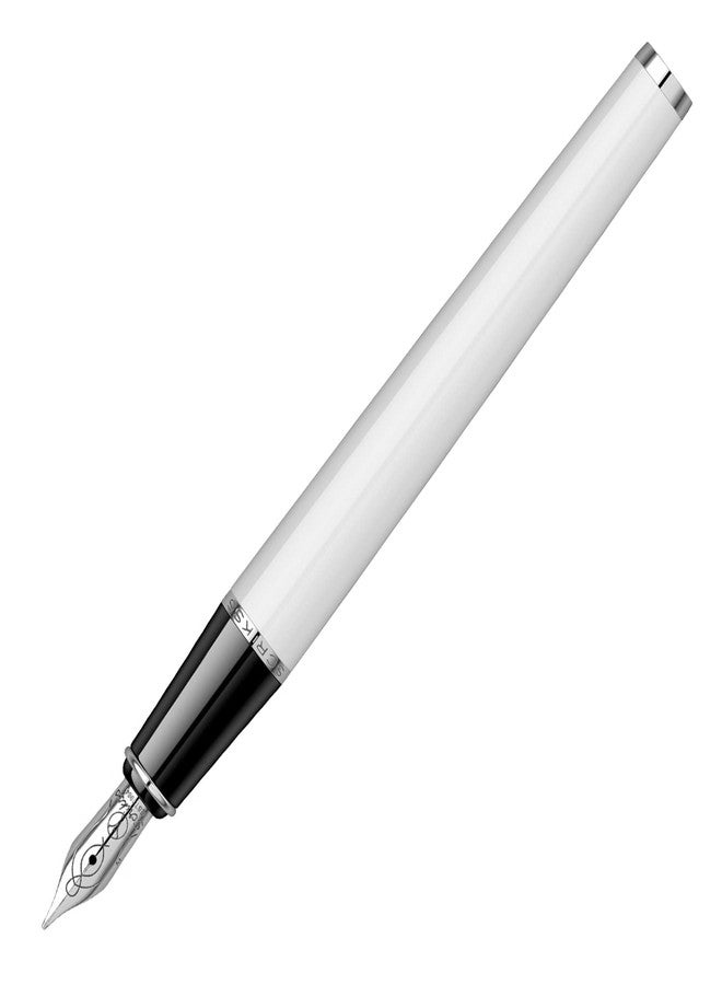 Scrikss Vintage 33 Fountain Ink Pen White ABS Body Chrome Plated Brass Accessories Simplicity & Elegant - Image 5