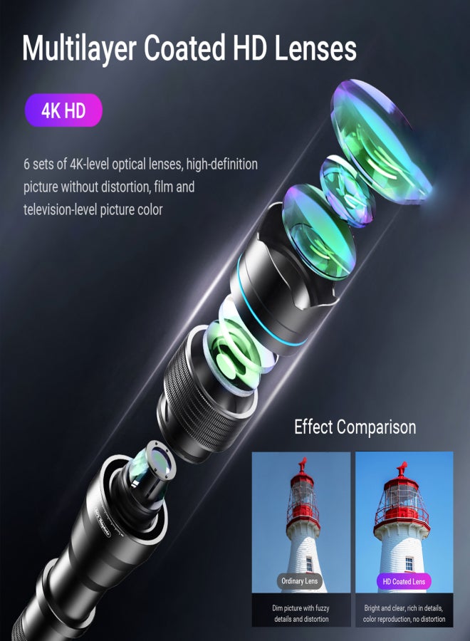 آبيكسل تلسكوب أحادي معدني APEXEL APL-60XFR50 بدقة 4K HD، تكبير 60x، عدسة تقريب 50 مم، طلاء متعدد الطبقات، مع حامل ثلاثي القوائم ومشبك للهاتف، مثالي لمراقبة الطيور، رصد النجوم، الصيد، التخييم، المشي لمسافات طويلة، والسفر. - Image 3