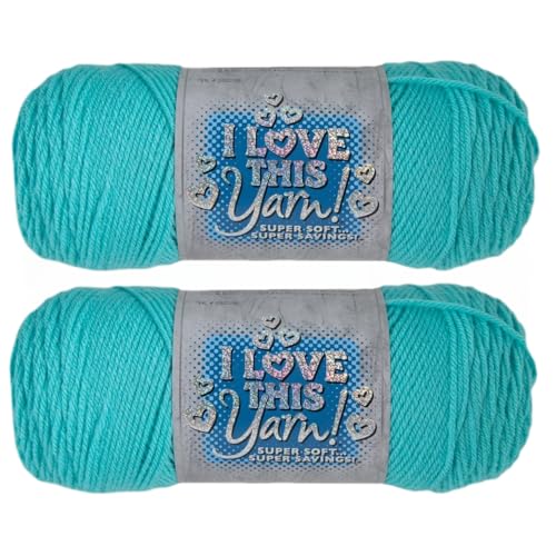Hobby Lobby I Love This Yarn 4 Medium 100 Acrylic Yarn for Crocheting Knitting Blankets Hats Accessories Set of 2 110 Turquoise - Image 1