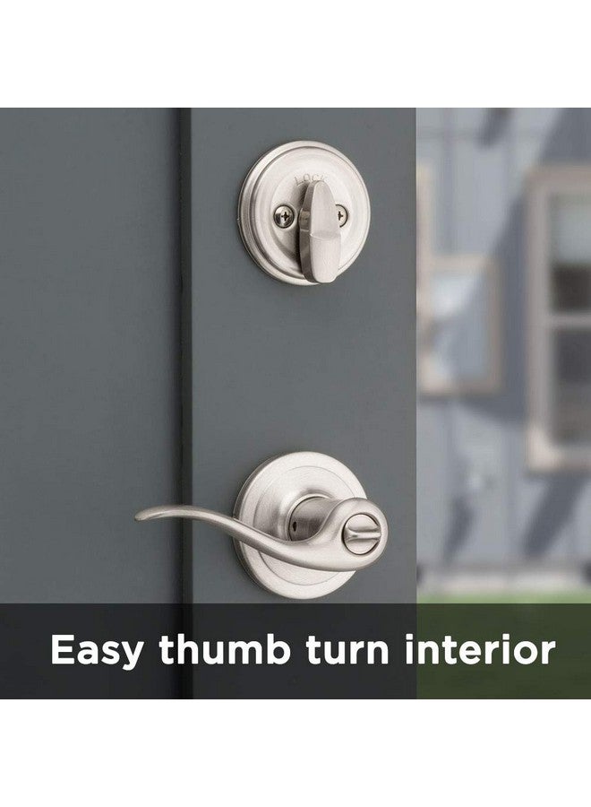 Kwikset 991 Tustin Entry Lever and Single Cylinder Deadbolt Combo Pack featuring SmartKey in Satin Nickel, Model Number: 99910-040 - Image 5
