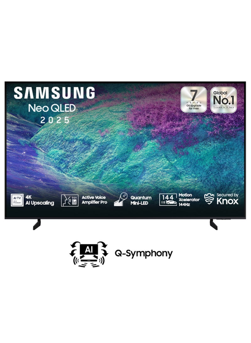 سامسونج تلفاز 75 بوصة NEO QLED 4K، ترقية AI 4K، 144 هرتز، Mini-LED، AVA Pro، نظام التشغيل Tizen، مؤمن بواسطة Knox، سنة الطراز 2025، ضمان لمدة 2 سنة - - Image 1
