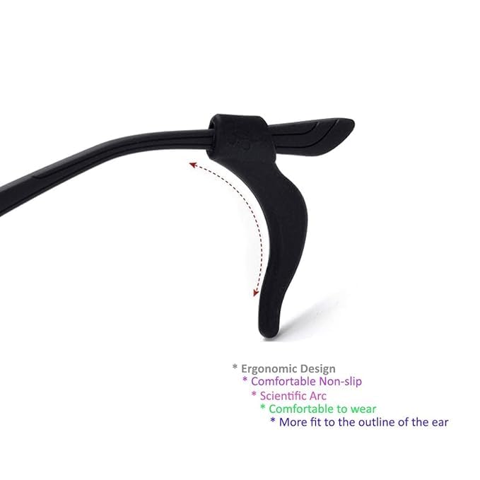 QEEIG Eyeglasses Anti-slip Grip Soft Comfortable Holder Silicone Hook Eyeglass Temple Tips Sleeve Retainer for Sunglasses | 7 Cm - Image 4