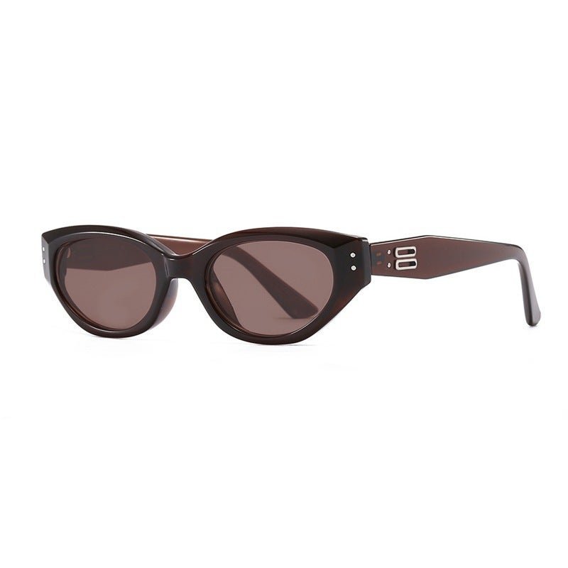 Vintage Cat-Eye Sunglasses for Women - Jennie Style, Narrow Frame, UV400 Protection, Trendy Polarized Shades