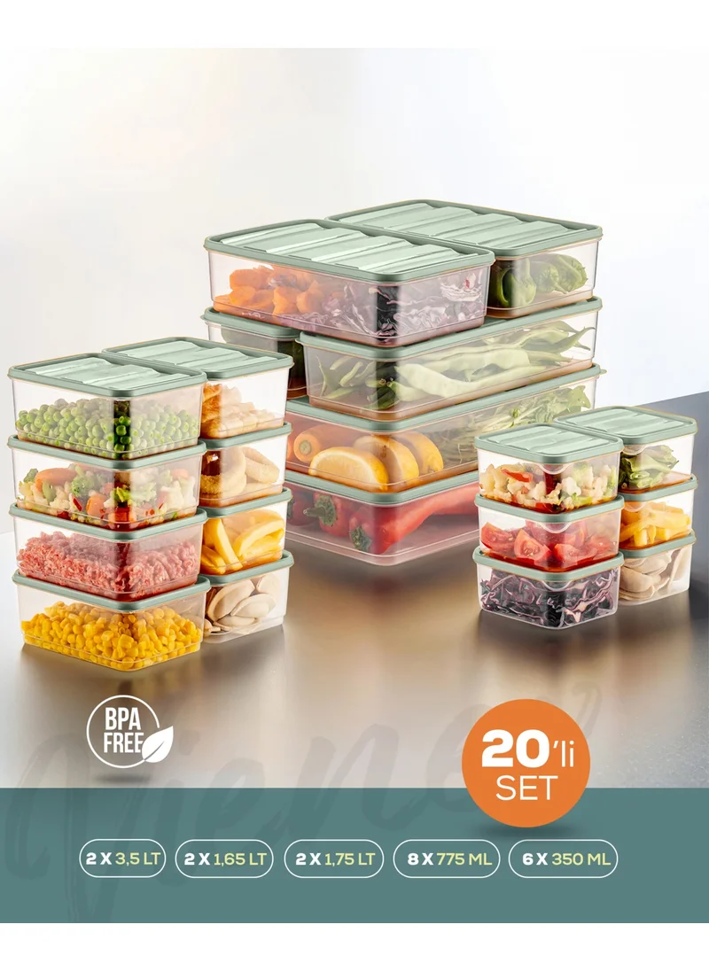 Vienev 20 LI Refrigerator Organizer Microwaveable Freezer Storage Container Mint