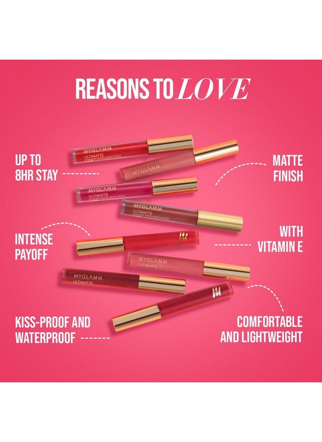 MyGlamm Ultimatte Long Stay Matte Liquid Lipstick - Plum Beauty (Burgundy) | Long Lasting Lipsticks For Women With 8Hr Stay | No-Smudge & Waterproof | Intense Colour | Moisturising Formula | 2.5Ml  - Image 4