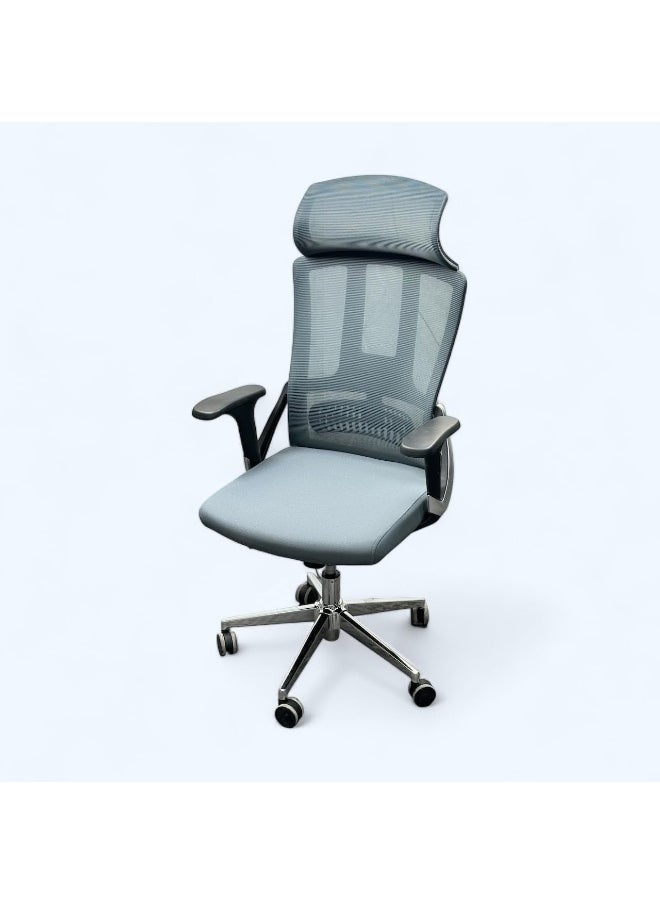 MAF furniture Ergonomic Executive Office Chair Office Chair Computer Chairs Home Office Chair Wide Seat With Large Headrest Modern Desk Chair Lumbar Support Mesh Chair Maf-4030 Gray  - Image 3