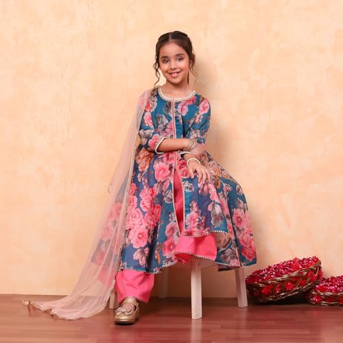 Biba Modal Girl Printed Straight Kid Suit Set(KW4839_Teal_7), 7 Years-8 Years - Image 5