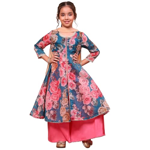 Biba Modal Girl Printed Straight Kid Suit Set(KW4839_Teal_7), 7 Years-8 Years - Image 1