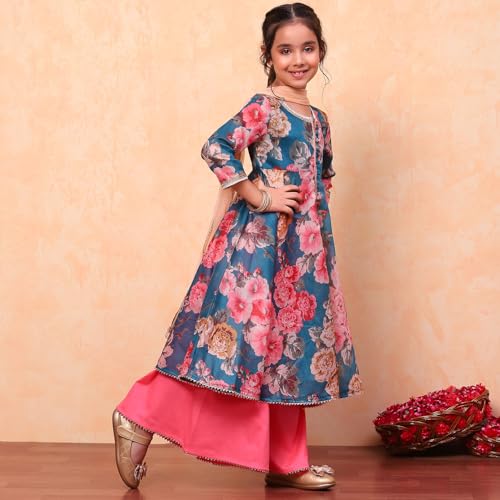 Biba Modal Girl Printed Straight Kid Suit Set(KW4839_Teal_7), 7 Years-8 Years - Image 3