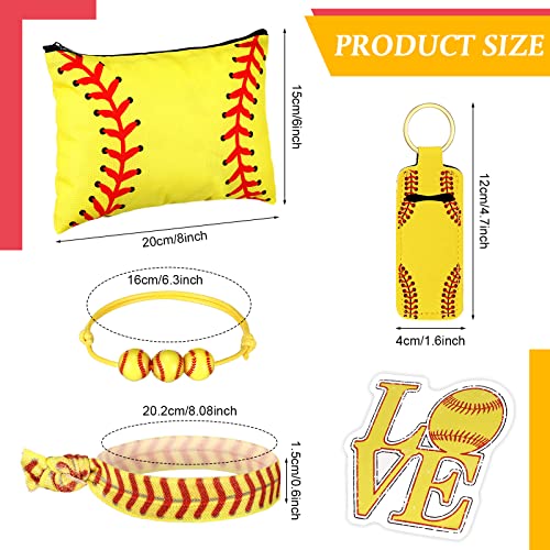 LEIFIDE 148 Pcs Softball Gift Softball Party Favors Makeup Bag Bracelet Keychain Stickers Hair Ties for Sport Birthday Decoration Party Supplies - Image 3